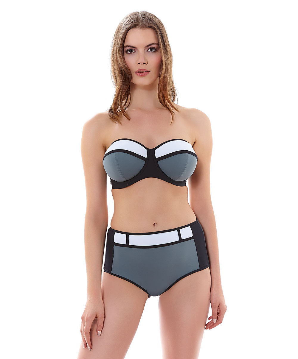 Bandeau padde armature maillot de bain Gris noir blanc Bondi Freya swim AS3963