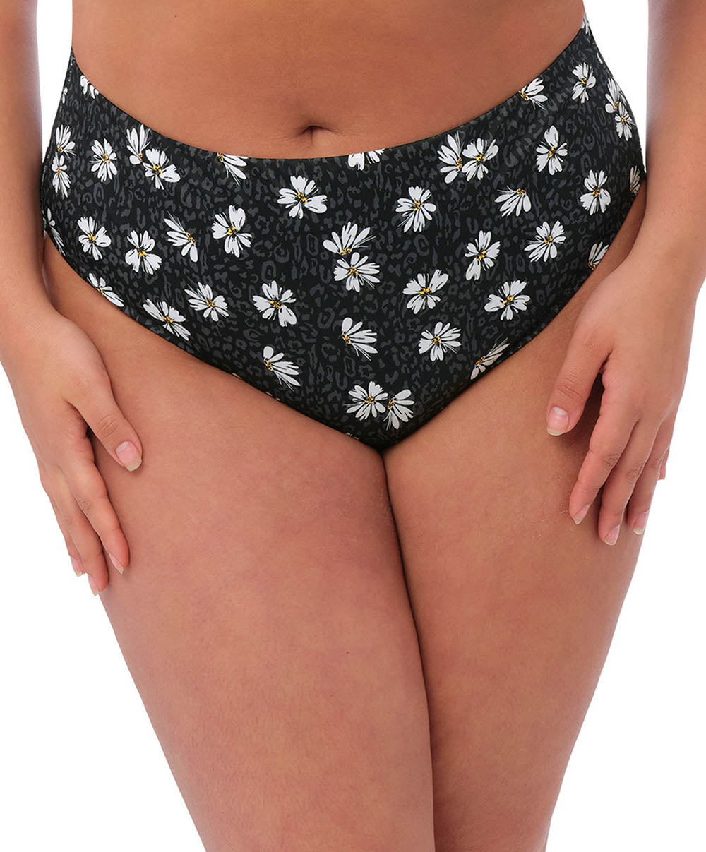 Bas de maillot grande taille couvrant Elomi swim Plain sailing Black daisy ES7275-BDY