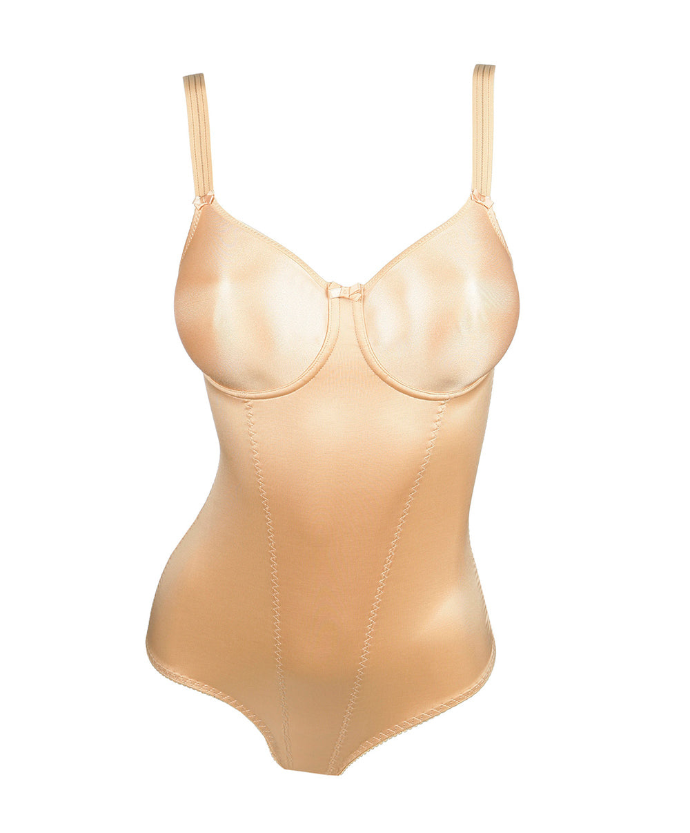Body sculptant bonnets moulés lisses à armatures invisible PrimaDonna Satin cognac 0461330-COG