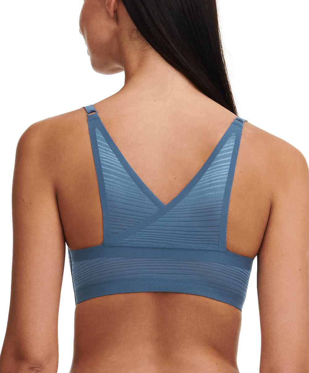 Bralette à coques bleue denim Chantelle Soft Stretch Stripes bleu jeans C20D10-00C