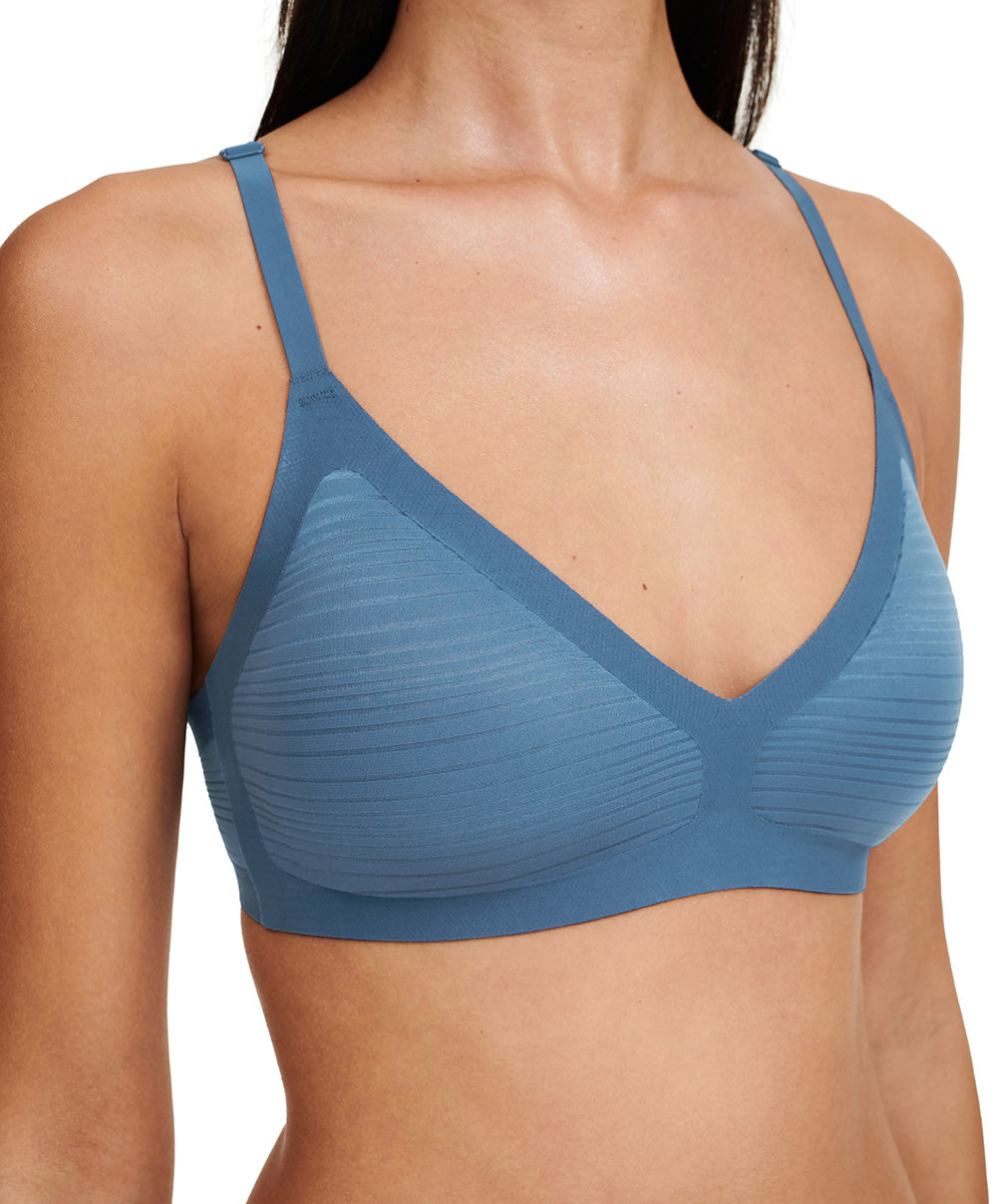 Bralette à coques bleue denim Chantelle Soft Stretch Stripes bleu jeans C20D10-00C