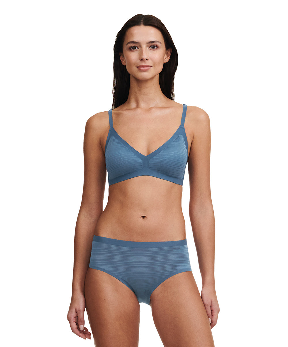 Bralette à coques bleue denim Chantelle Soft Stretch Stripes bleu jeans C20D10-00C