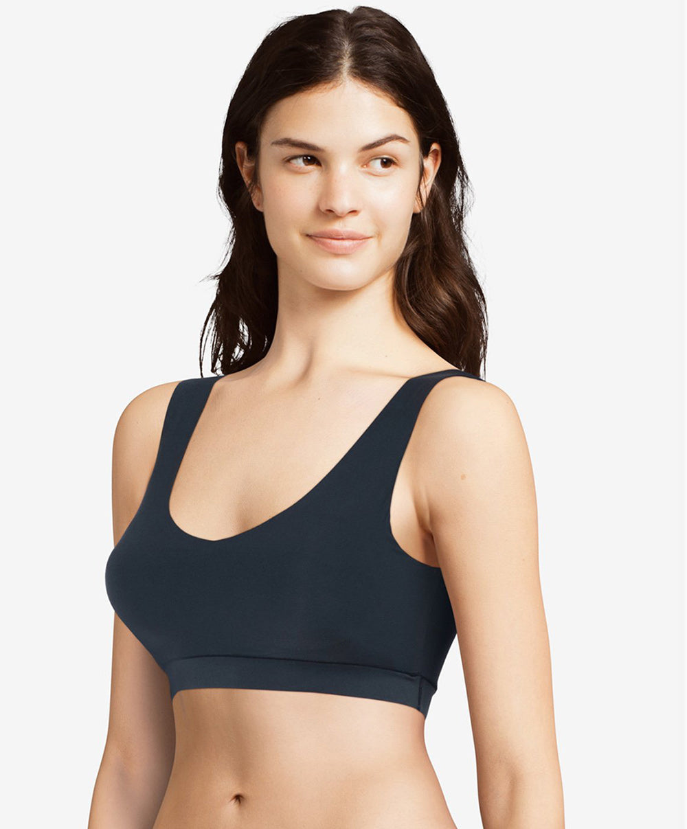 Brassière paddée col V Chantelle Soft Stretch bleu d'hiver C16A10-009
