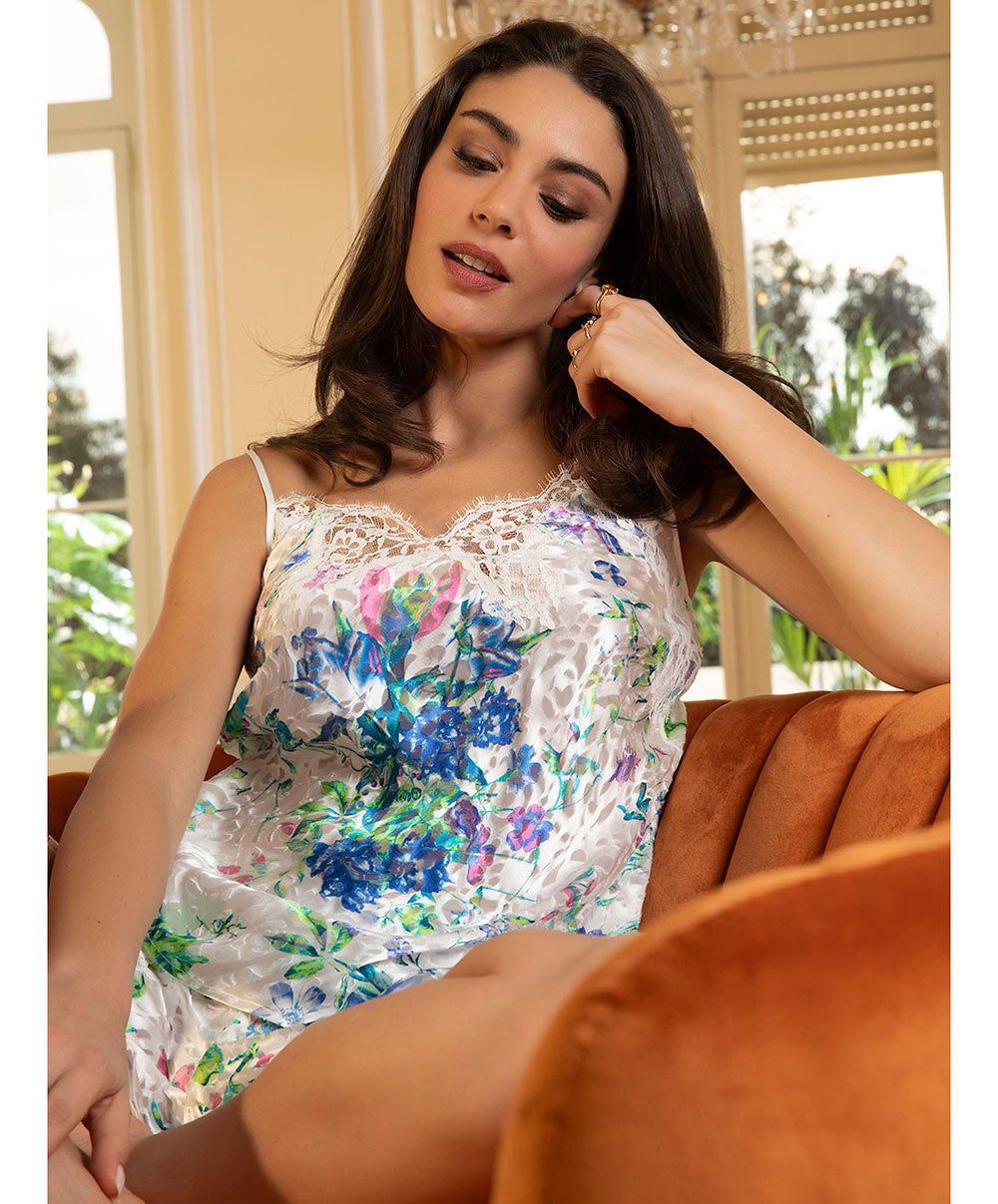 Caraco à fleurs Lise Charmel Baisers Légers bleus et blanc ALH4239-BR