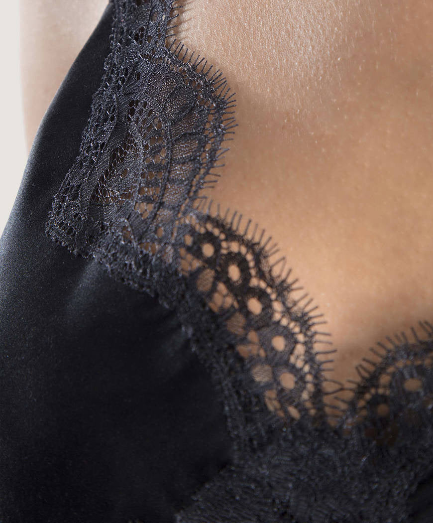 Caraco en soie à fines bretelles Toi Mon Amour (ex. Soie d'Amour) noir Aubade QS38-MS38-NOIR