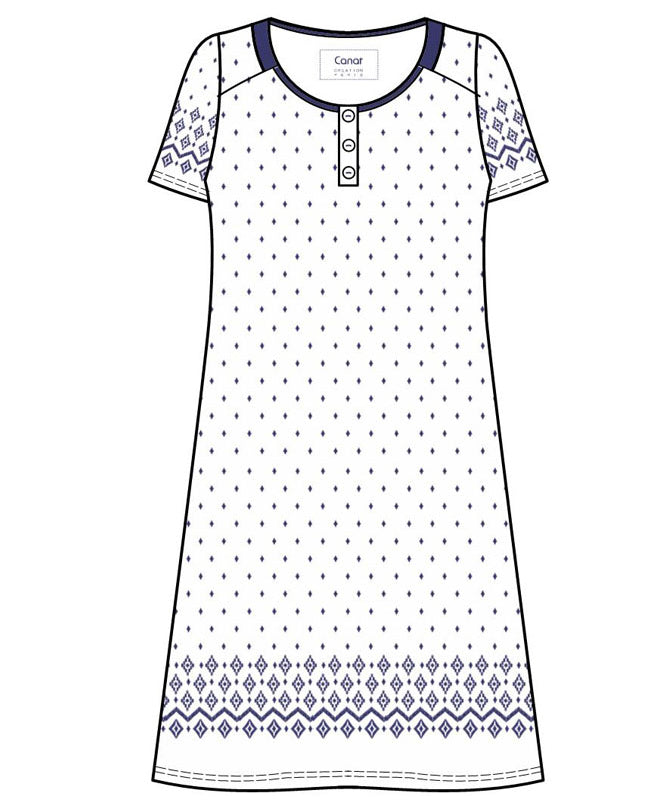 Chemise de nuit d'été en coton  Canat blanc