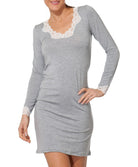 Chemise de nuit manches longues col en V Antigel de Lise Charmel Simply Perfect chiné gris ENA1306-CG