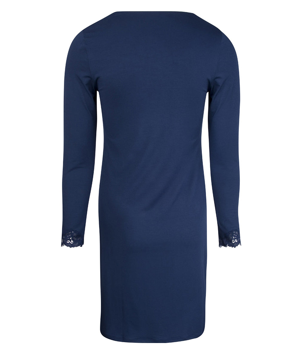 Chemise de nuit manches longues col en V Antigel de Lise Charmel Simply Perfect bleu marine ENA1306-BM