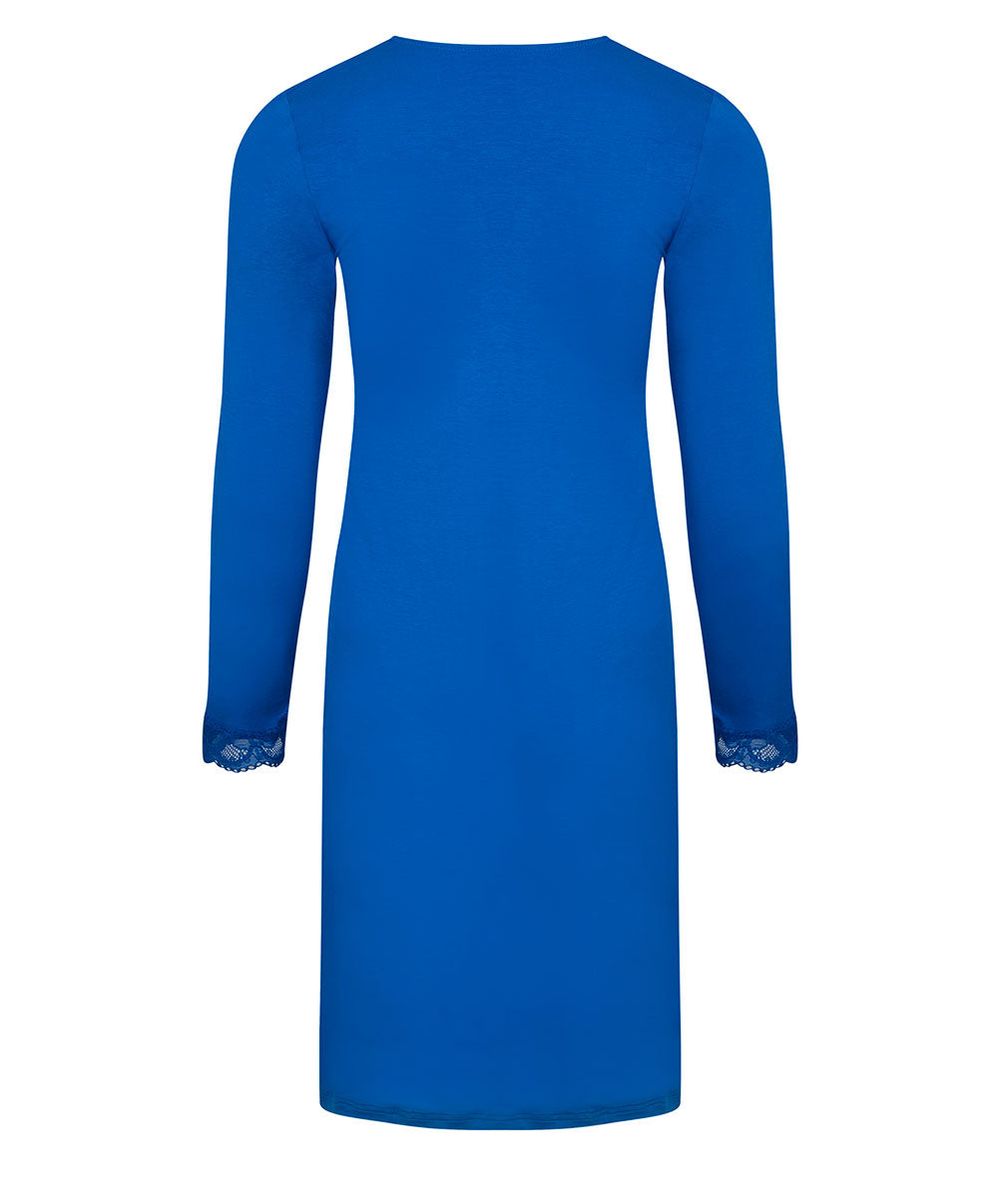 Chemise de nuit manches longues col en V Antigel de Lise Charmel Simply Perfect bleu cobalt ENA1306-SC