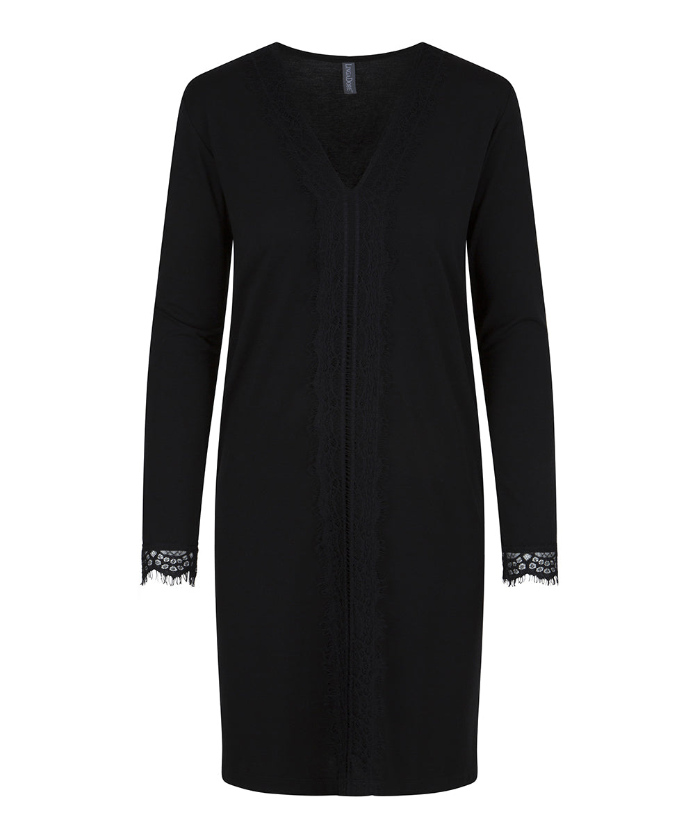 Chemise de nuit noir inserts en dentelle Lingadore nightwear Lingadore 6318-02-NOIR