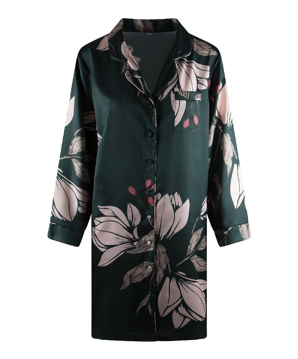 Chemise de nuit satin imprimé fleurs Lingadore 7620-17-PRINT