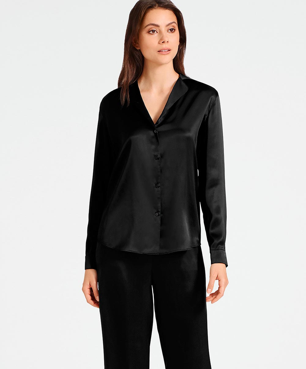 Chemisier en soie Toi Mon Amour (ex. Soie d'Amour) noir Aubade QS44-NOIR