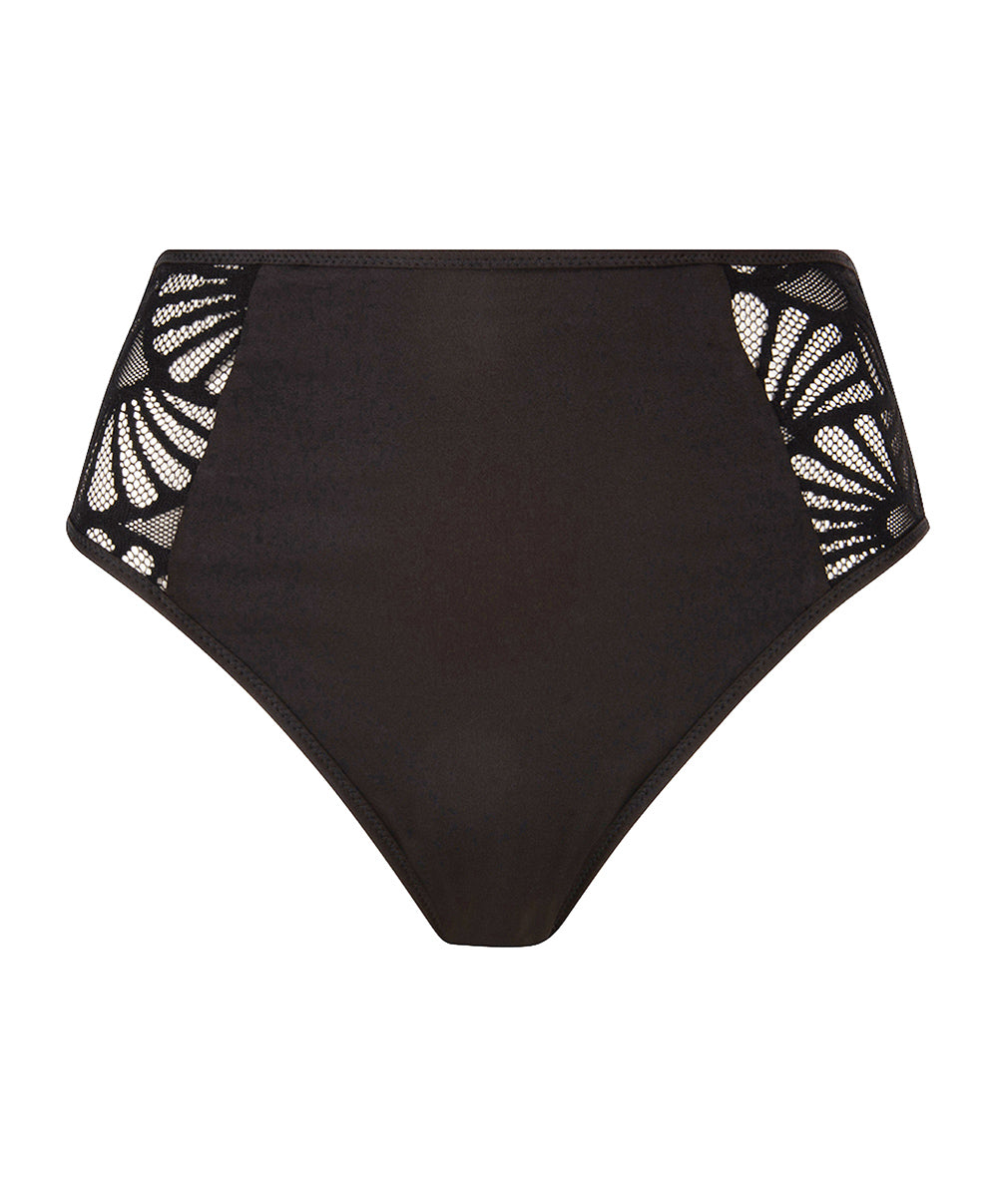 Culotte de bain rétro taille haute La Muse Dentelle noir Antigel Bain EBB0206-NO