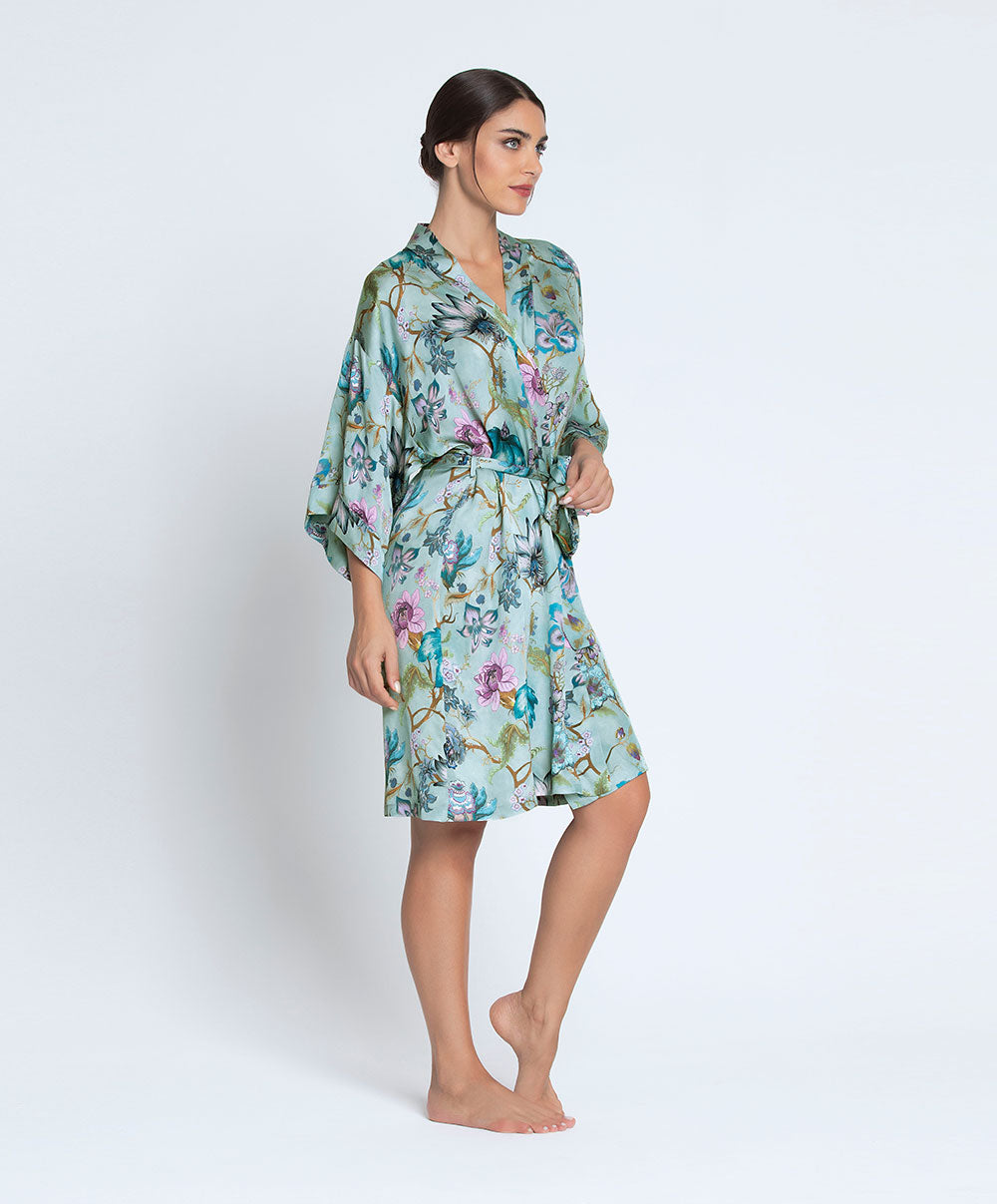 Deshabille en satin de viscose Reve en fleurs opale Lise Charmel ALJ2043 RO 5