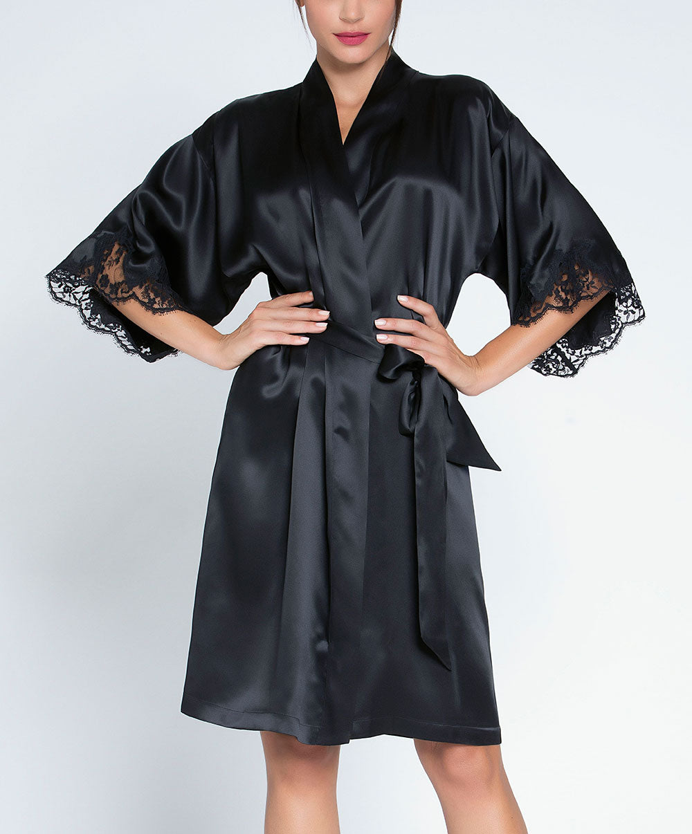 Déshabillé en soie Lise Charmel Splendeur Soie noir ALC2080-NO