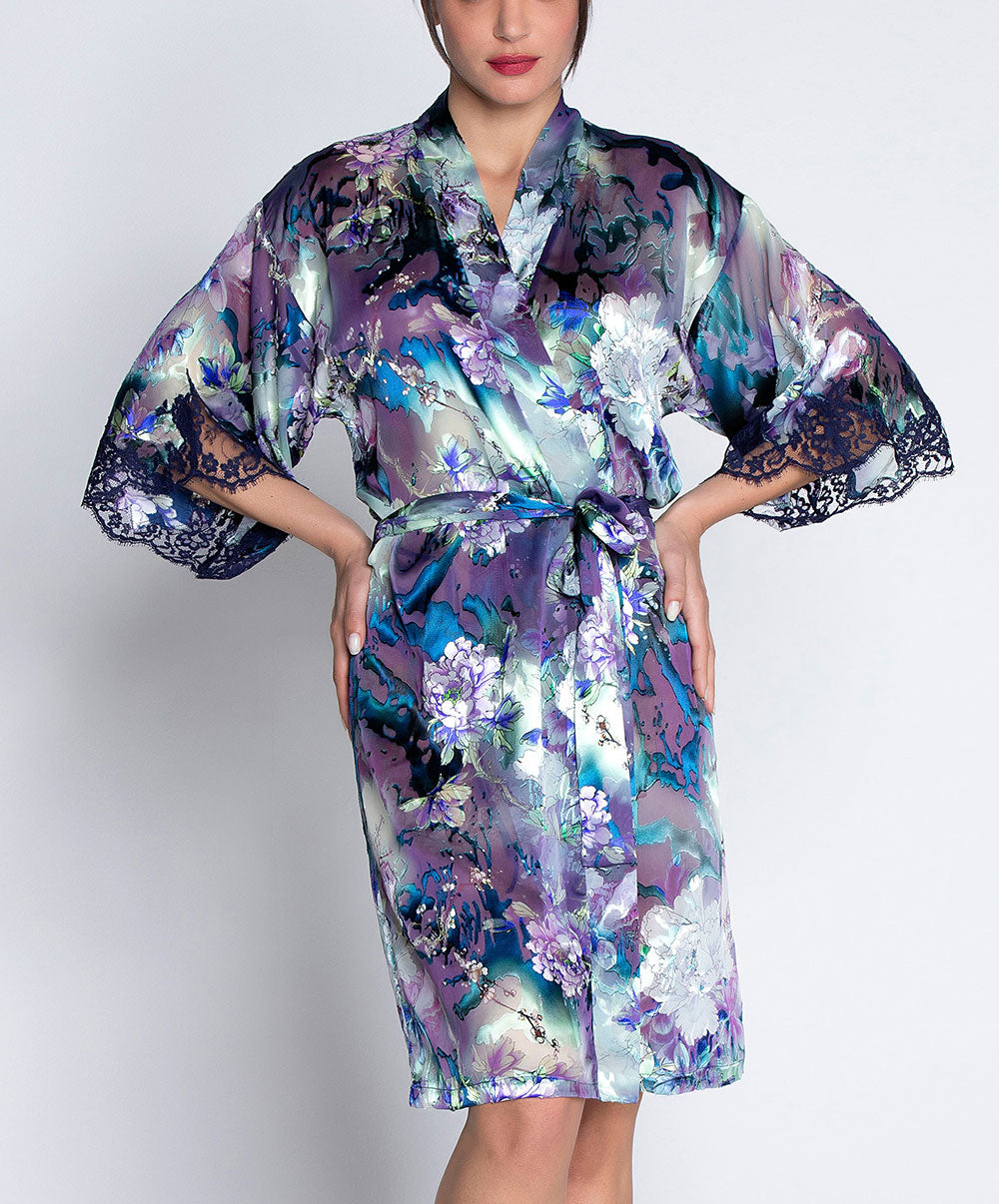 Déshabillé en soie et viscose Lise Charmel Déesse Désirs mauve ALH2077-MD