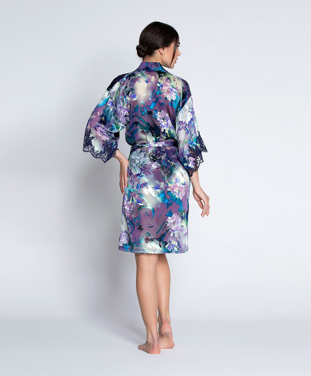 Déshabillé en soie et viscose Lise Charmel Déesse Désirs mauve ALH2077-MD