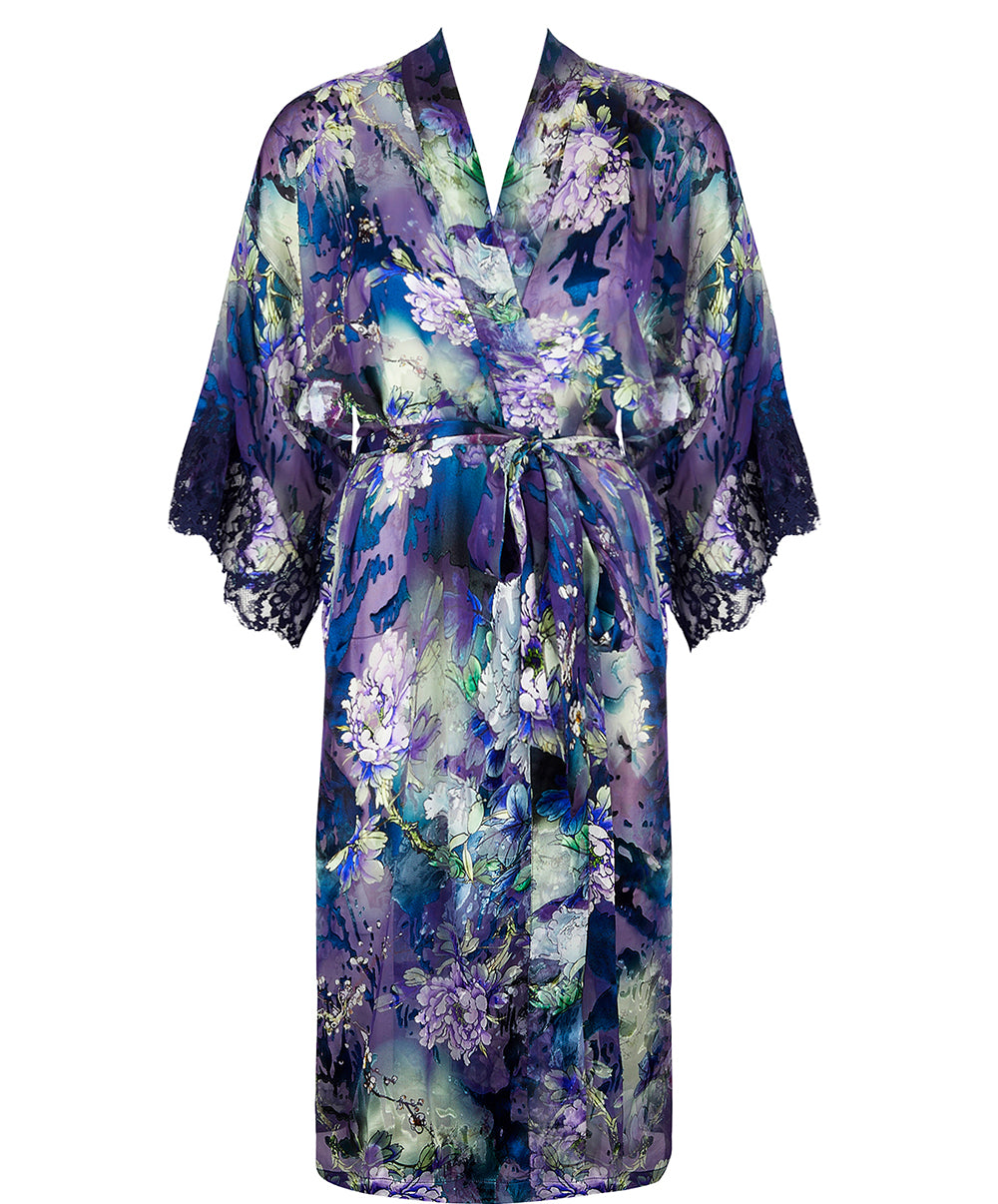 Déshabillé en soie et viscose Lise Charmel Déesse Désirs mauve ALH2077-MD