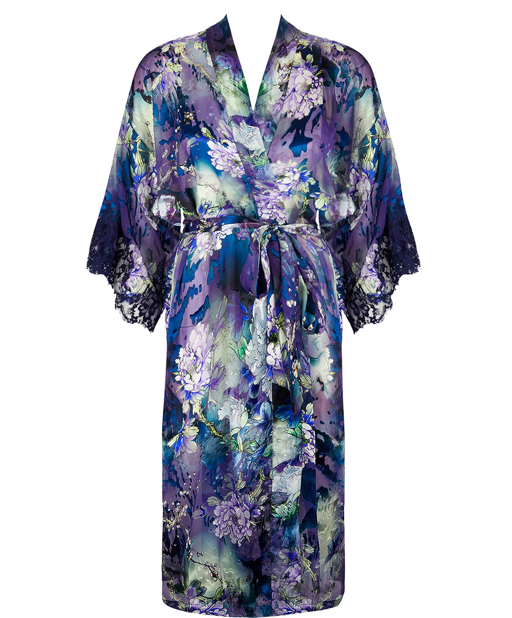 Déshabillé en soie et viscose Lise Charmel Déesse Désirs mauve ALH2077-MD