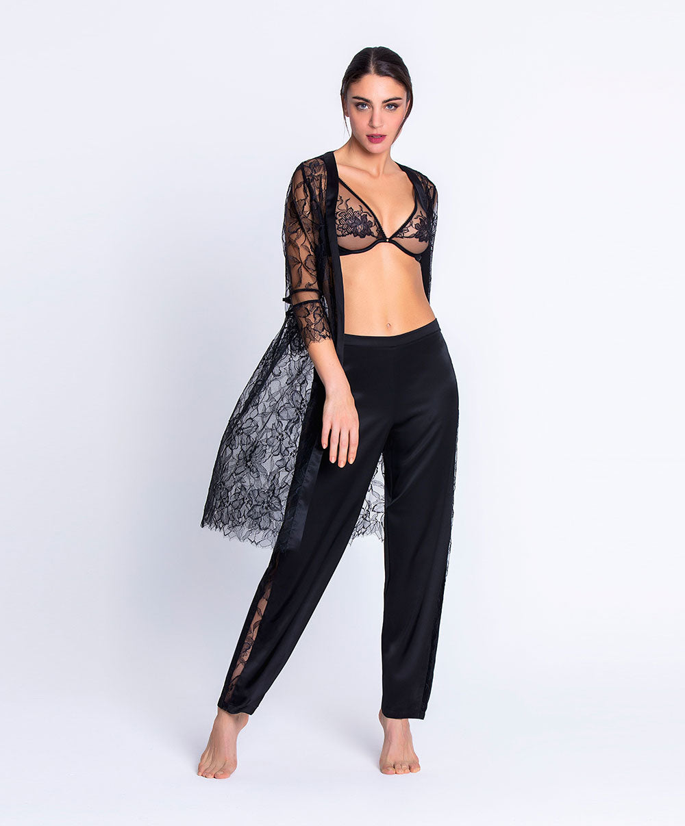 Déshabillé sexy ajouré Lise Charmel Adorable en Sexy noir ALH2085-NO