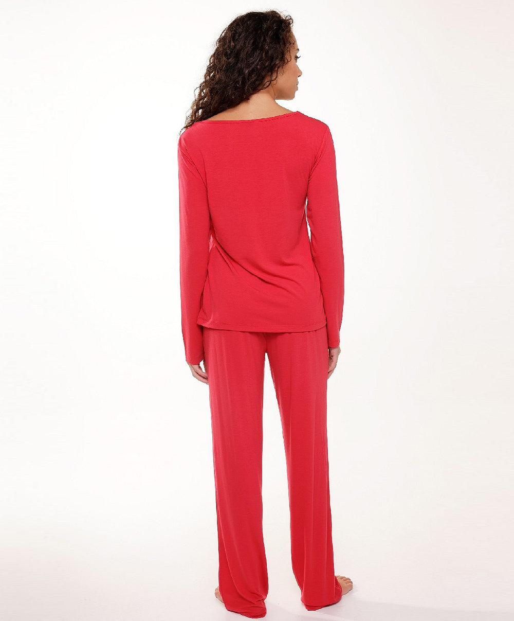Ensemble pyjama en viscose et dentelle rouge cerise Lingadore Lingadore nightwear 7604-164-CERI