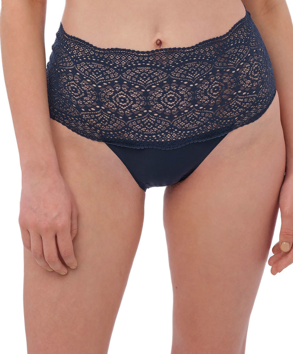 Slip invisible stretch taille haute dentelle Fantasie Lace Ease navy FL2330-NAY