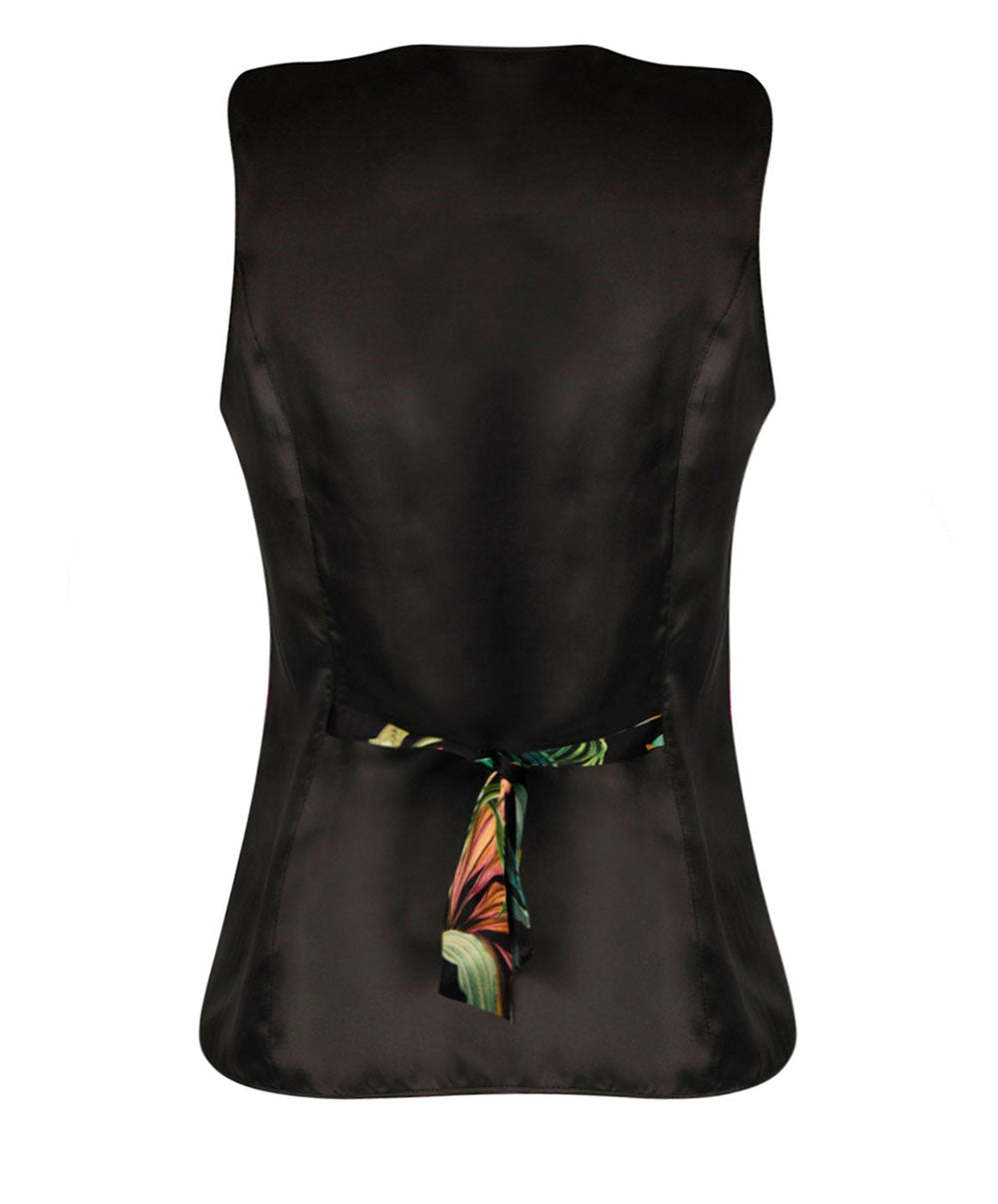 Gilet en satin de soie Lise Charmel Fleurs Étoiles éclat étoile (noir et multicolore) ALH7596-EE