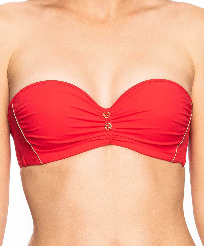 Maillot de bain bandeau brassière Lise Charmel bain Plaisir régate Rouge hibiscus ABB5040-RH