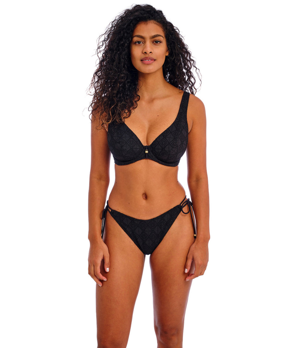 Haut de maillot de bain foulard apex haute décolleté plongeant Nomad Nights noir Freya swim AS205413-BLK