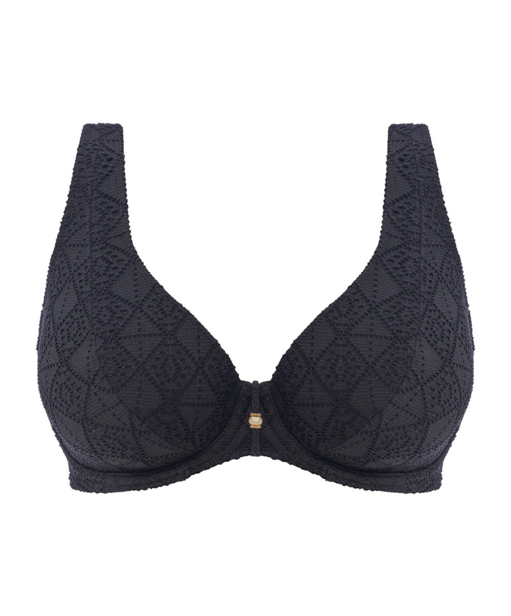 Haut de maillot de bain foulard apex haute décolleté plongeant Nomad Nights noir Freya swim AS205413-BLK