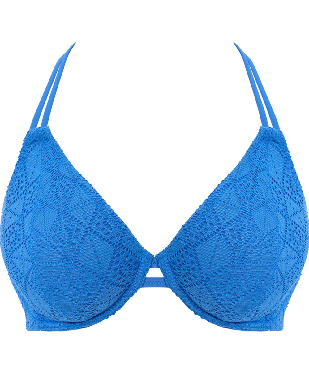 Haut de maillot de bain triangle tour de cou à armatures Nomad Nights atlantic bleu Freya swim AS205404-ALT