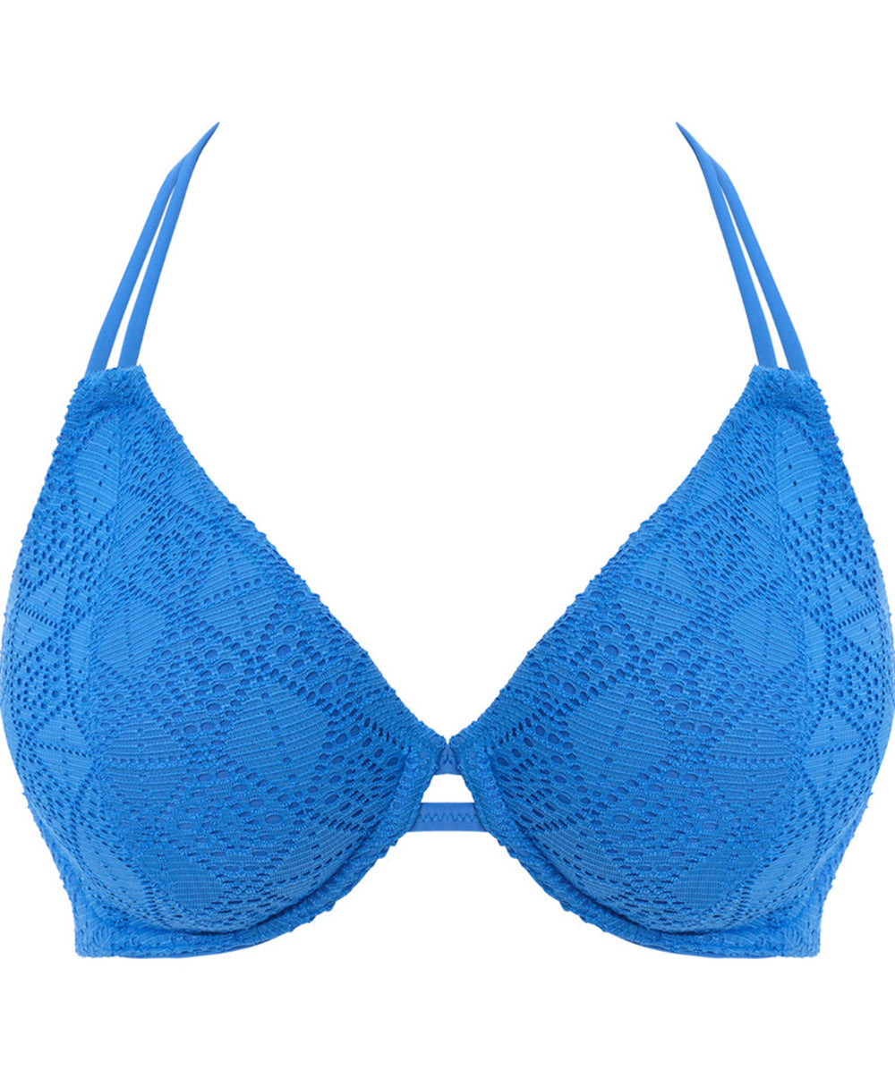 Haut de maillot de bain triangle tour de cou à armatures Nomad Nights atlantic bleu Freya swim AS205404-ALT
