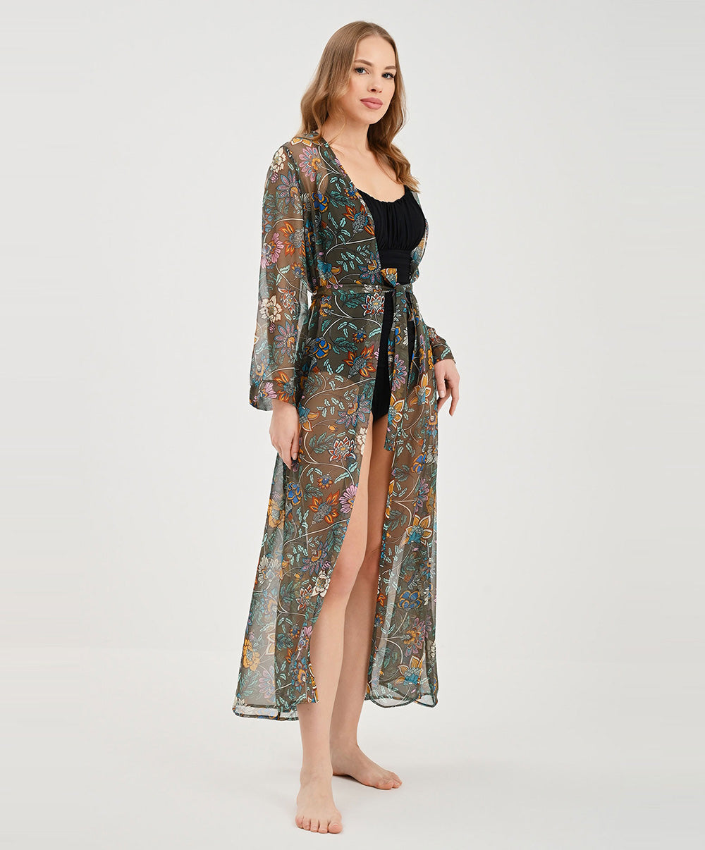 Kimono long d'été Lise Charmel bain Fleur Persane bronze ASB2967-BP