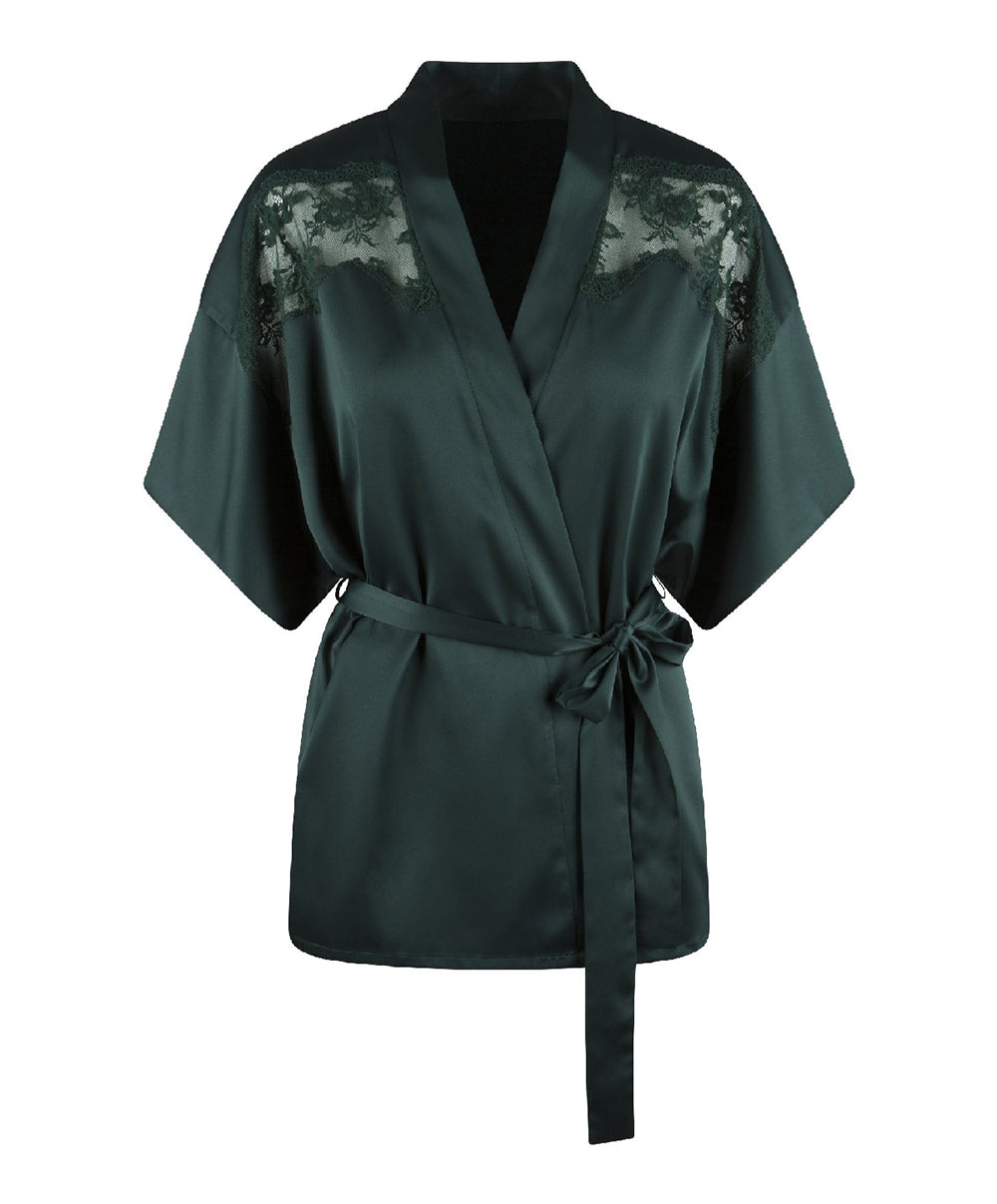 Kimono satiné sexy "Garden Green" Lingadore Lingadore nightwear 7501KM-157-GAGR