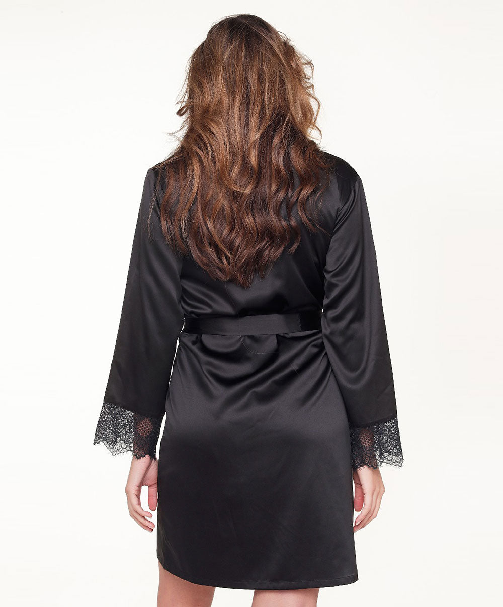 Kimono satiné sexy "black/peacock" Lingadore Lingadore nightwear 6811KM-27-BKPK