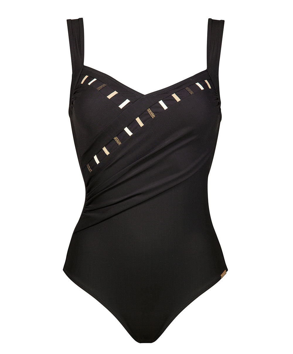 Maillot de bain 1 pièce gainant sans armatures Graphic Energy noir Charmline Swimwear sculptant CH-1811-456-525 10