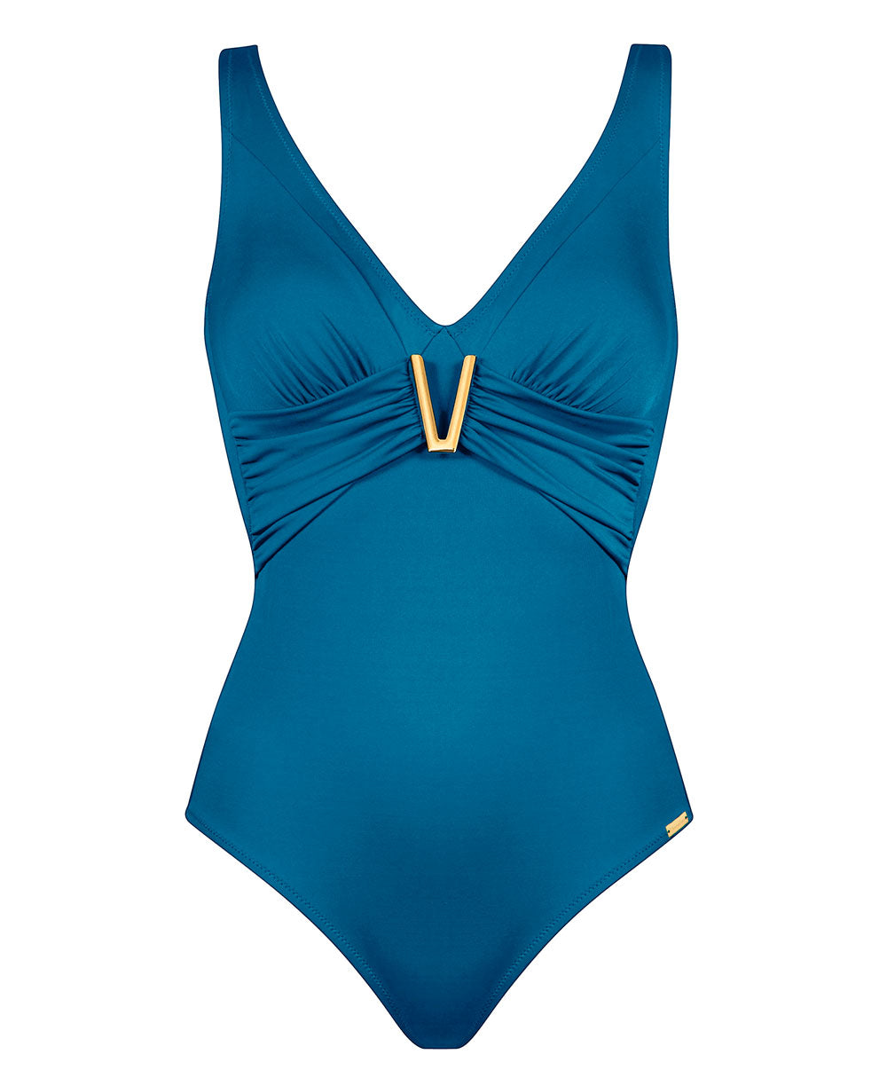 Maillot de bain 1 pièce gainant sans armatures NOS bleu océan Charmline Swimwear sculptant CH-1795-656-739 100