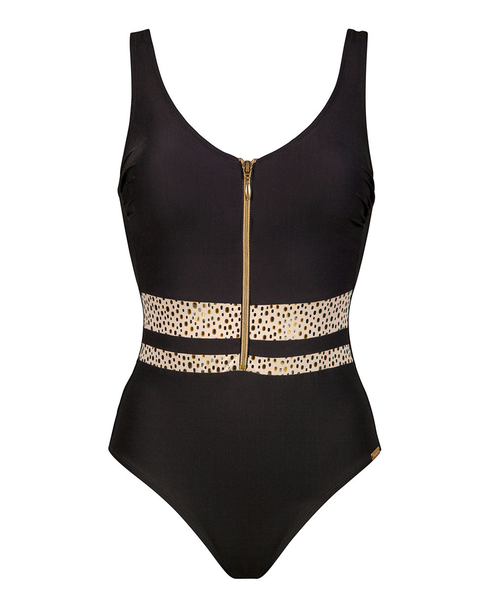 Maillot de bain 1 pièce gainant sans armatures Sandy Trace toffee black Charmline Swimwear sculptant CH-1454-454-422