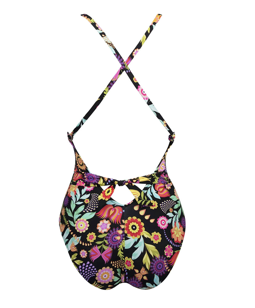 Maillot de bain 1 pièce avec maintien La Muse en Fleurs bouquet radieux noir Antigel Bain EBB9230-BR 100