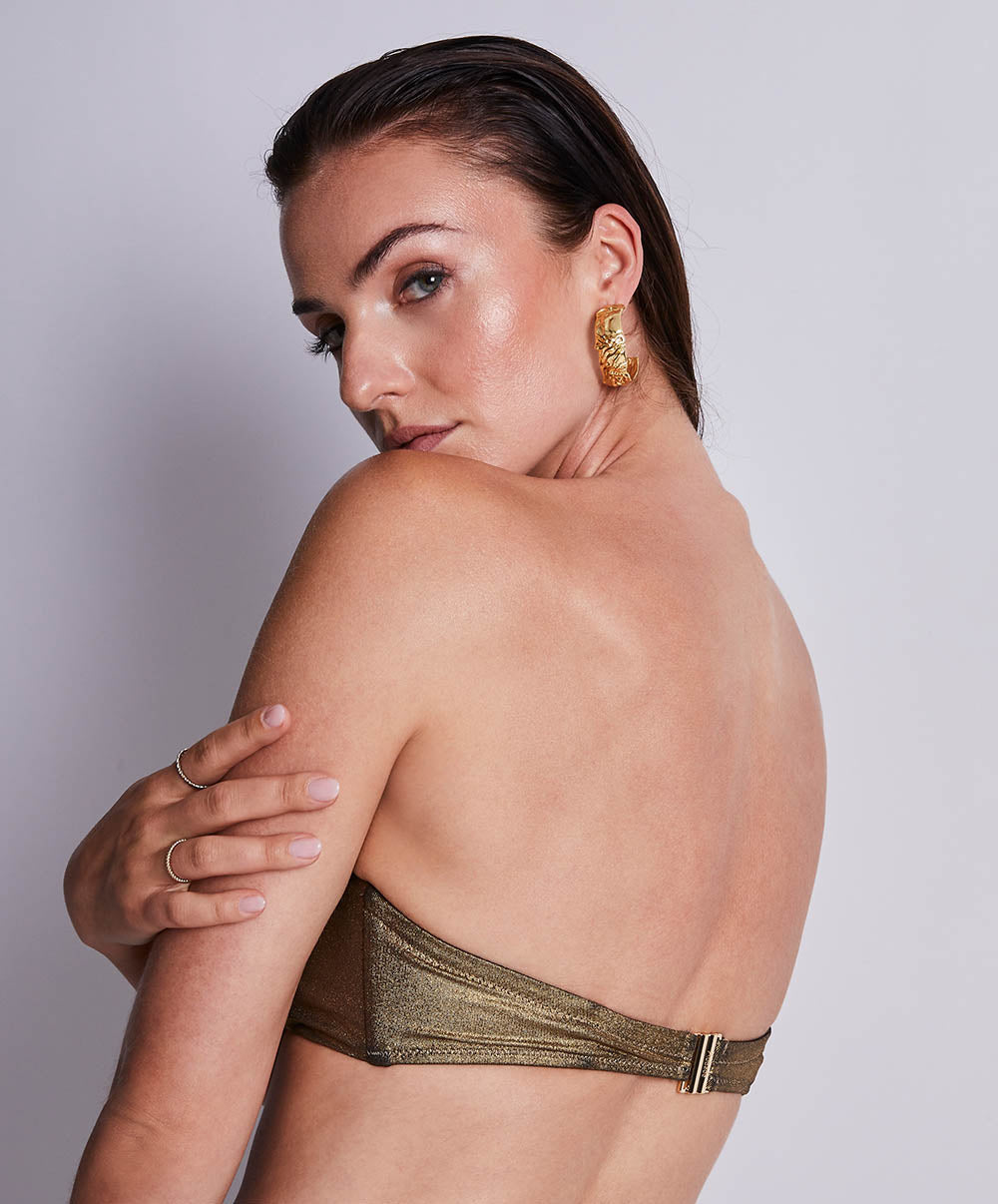 Haut de maillot bandeau coque amovible Sunlight glow Antique gold Aubade Bain 2U06-O-ANTI
