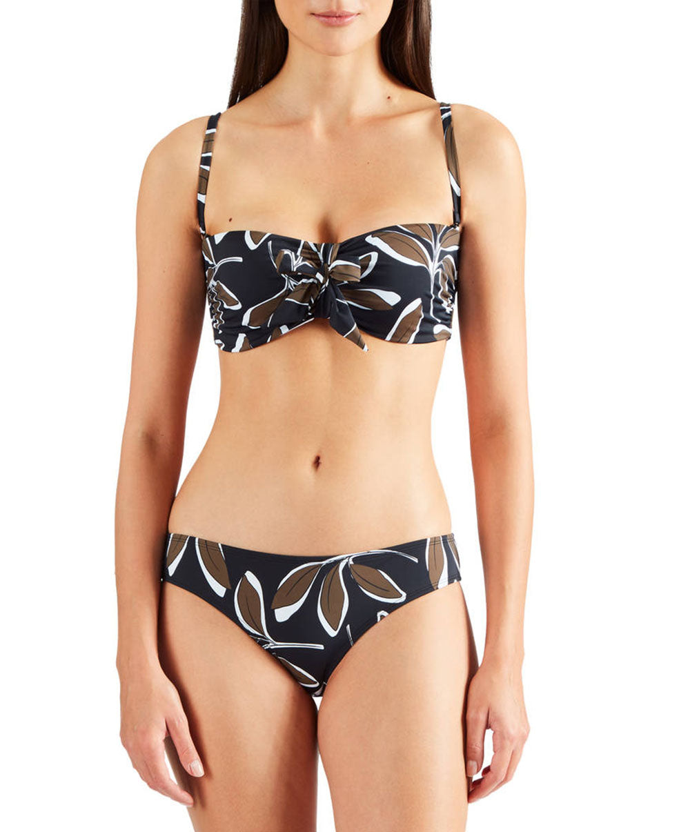 Haut de maillot de bain bandeau coque amovible Danse de feuilles Hawaien noir Aubade Bain PV06-O-HANO