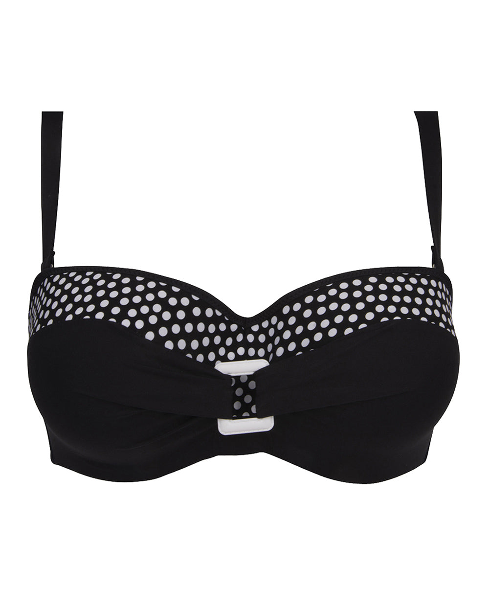 Maillot de bain bandeau grande taille La Muse Dolce Vita pois noir Antigel Bain FBB7186-PN
