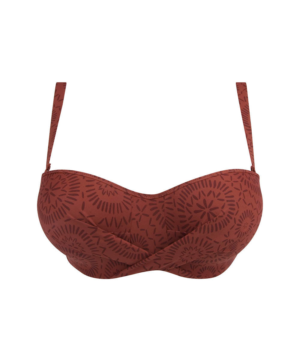 Maillot de bain bandeau grande taille L'ethnica Ocre brune Antigel Bain FBB7174-BO