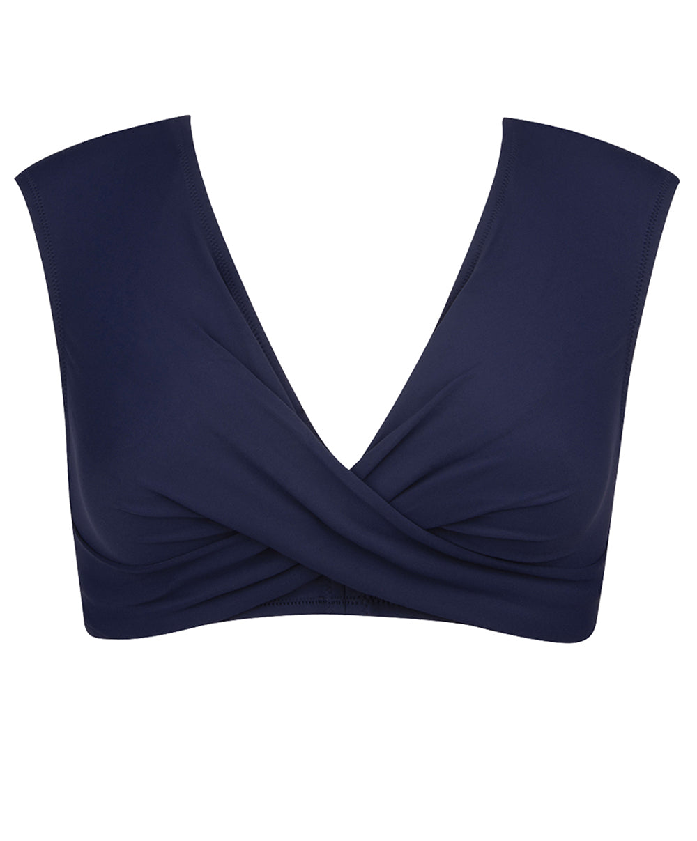 Maillot de bain crop top sans armatures à mancherons La Chiquissima marine Antigel Bain EBB2114-MM 1