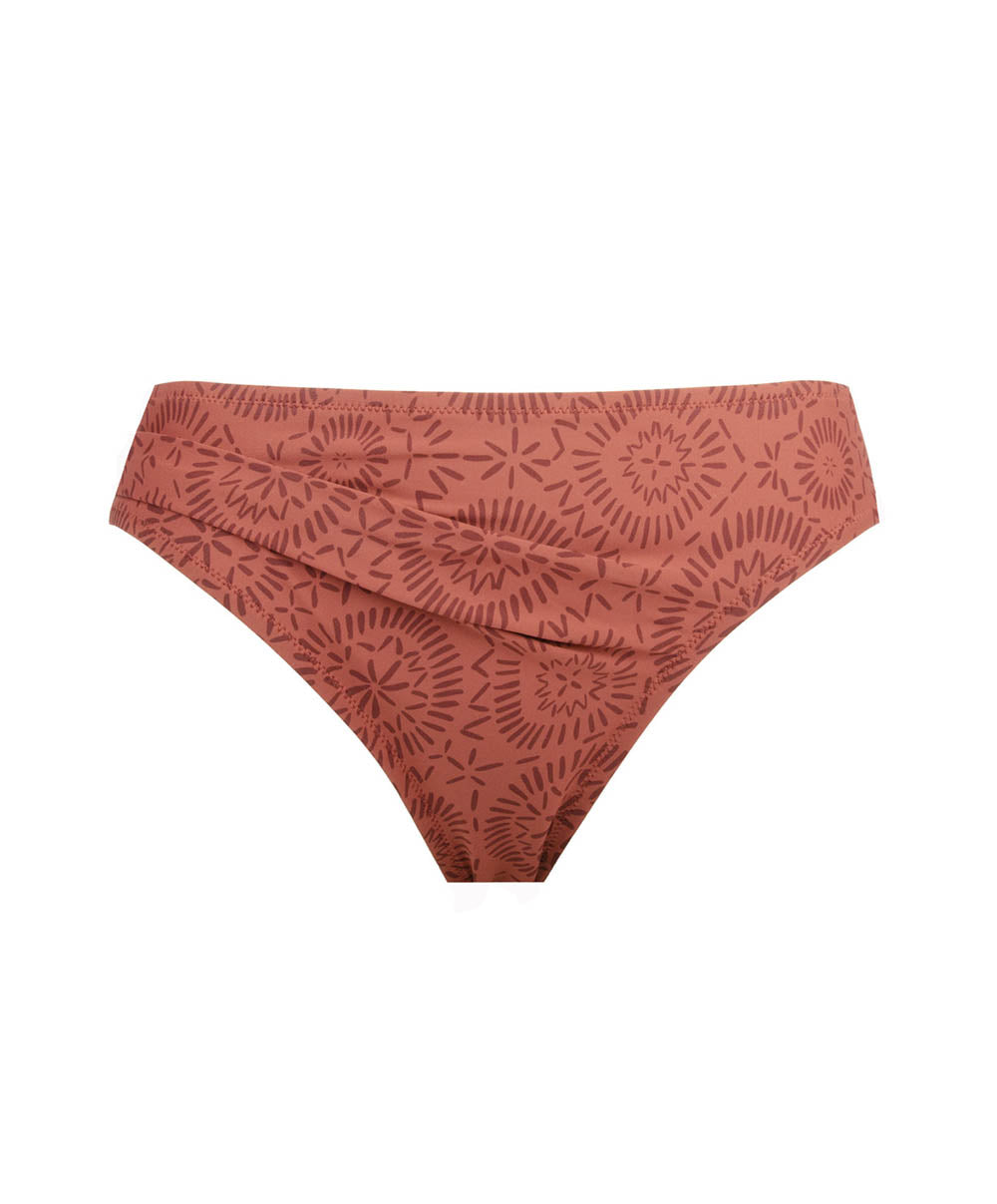 Maillot de bain culotte emboitante au dos L'ethnica Ocre brune Antigel Bain FBB0374-BO