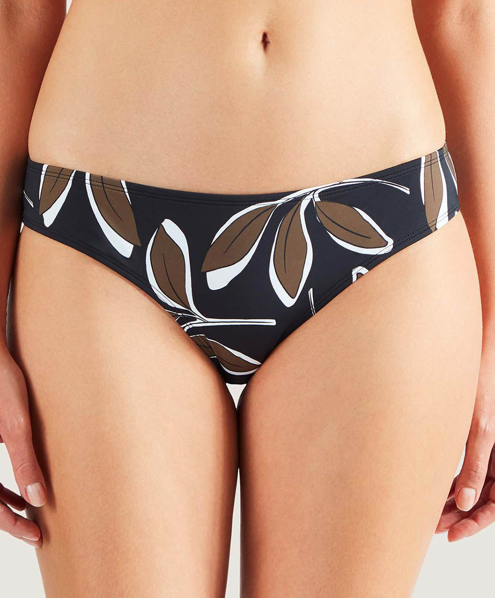Slip de bain brésilien Aubade Bain Danse de feuilles Hawaien noir PV22-HANO