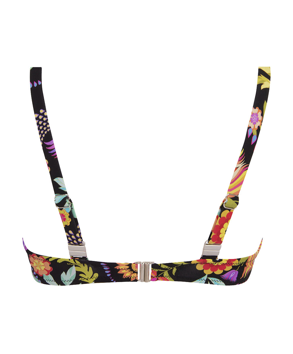 Maillot de bain triangle armatures La Muse en Fleurs bouquet radieux noir Antigel Bain FBB3230-BR