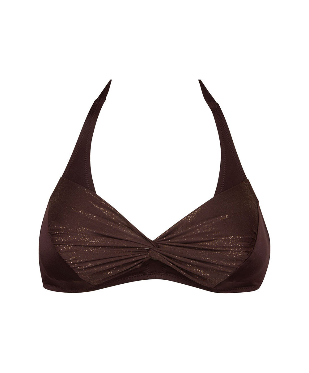 Maillot de bain triangle mousse sans armatures La Starlette star marron Antigel Bain EBB2705-SM 10
