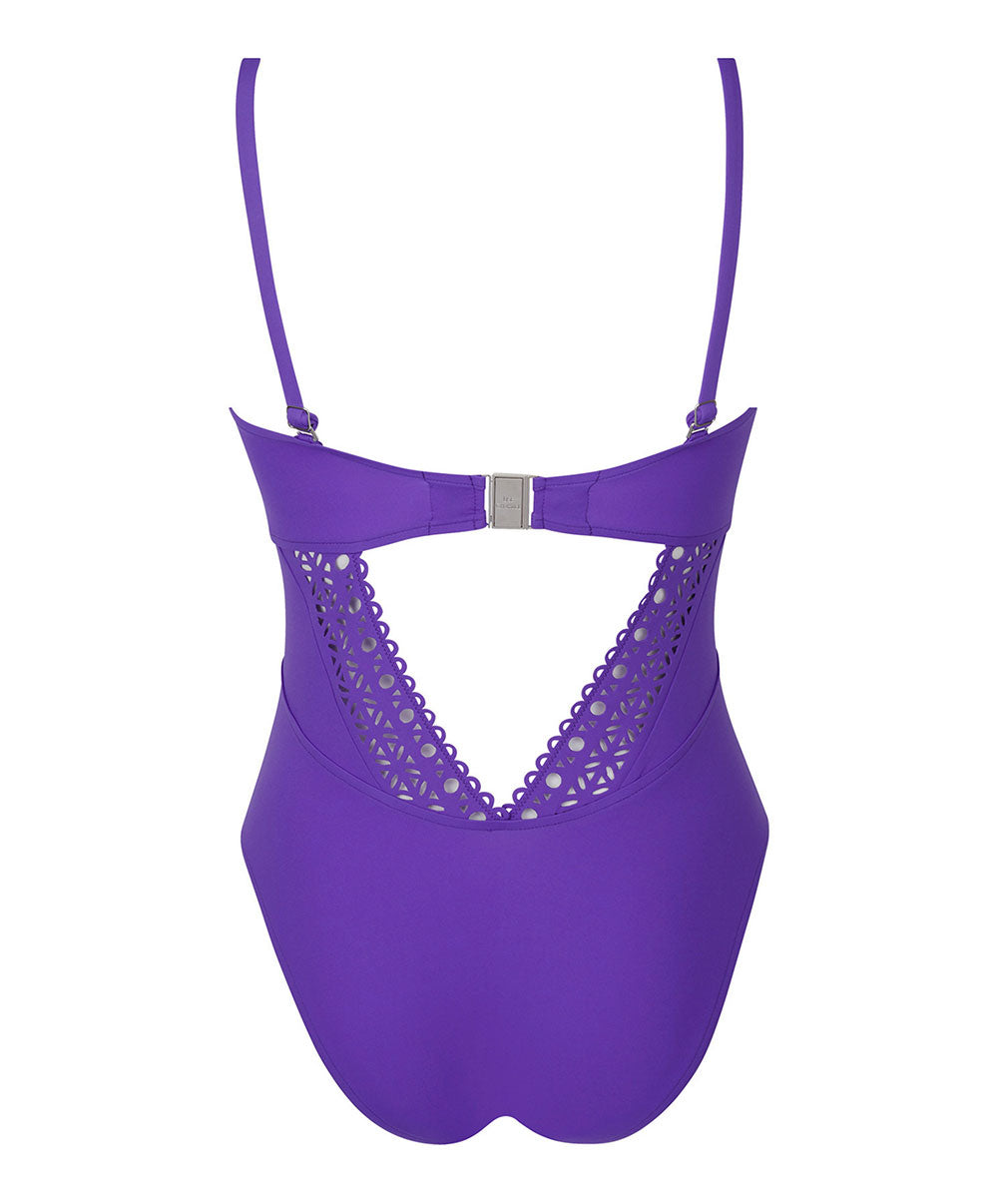 Maillot de bain une pièce bustier sans armatures bretelles amovibles Lise Charmel bain Ajourage Couture iris ABA7215-IC 100