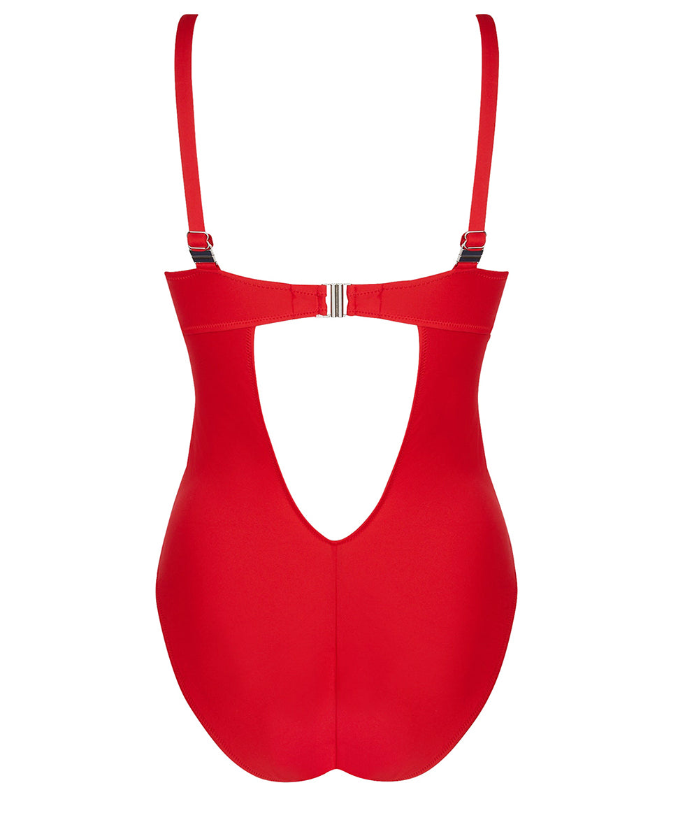 Maillot de bain une pièce coque triangle décolleté plongeant La Chiquissima rouge Antigel Bain FBB7914-MR 100
